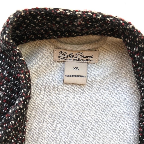 Lucky Brand Boho Cardigan Sweater Jacket Open Front Wool Blend Chunky Knit - Picture 5 of 12